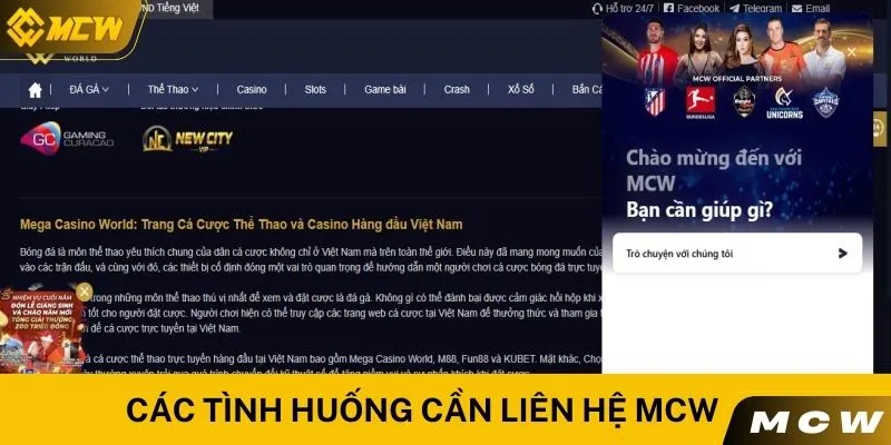 Các tình huống cần liên hệ MCW