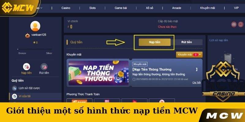 Giới thiệu một số hình thức nạp tiền MCW